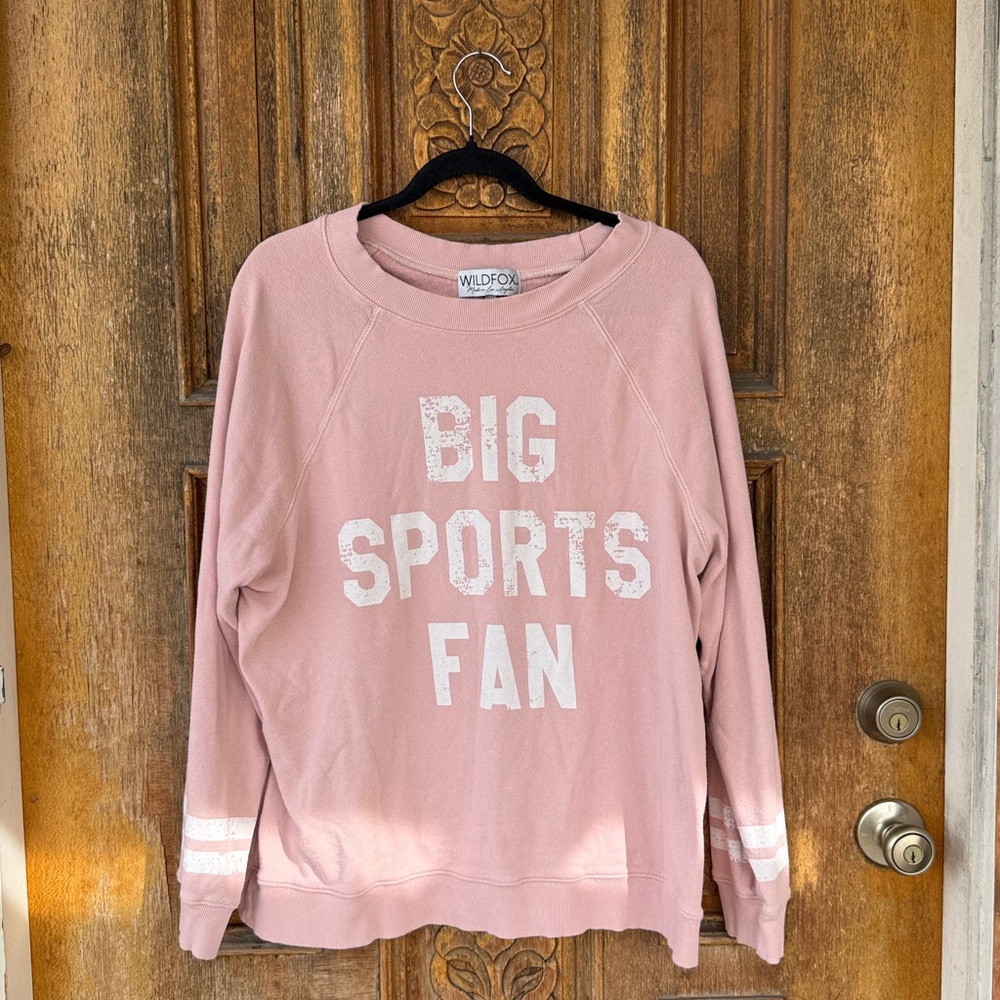 Wildfox Made in LA Pink Big Sports Fan Sweatshirt Size Large Comfy Normcore